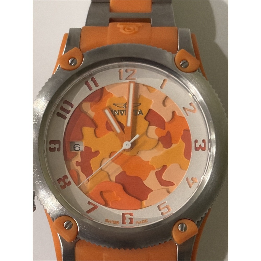 Invicta Lady Diver Orange 40.5mm Camouflage Dial Ladies Watch Working New Battry - Picture 4 of 10